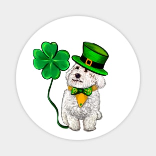 Clover Malarkey Funny Cavapoo puppy dog in hat and tie with Shamrocks - green 4 leaf clovers shamrock. Shenanigans The best Irish gift ideas 2024 Magnet